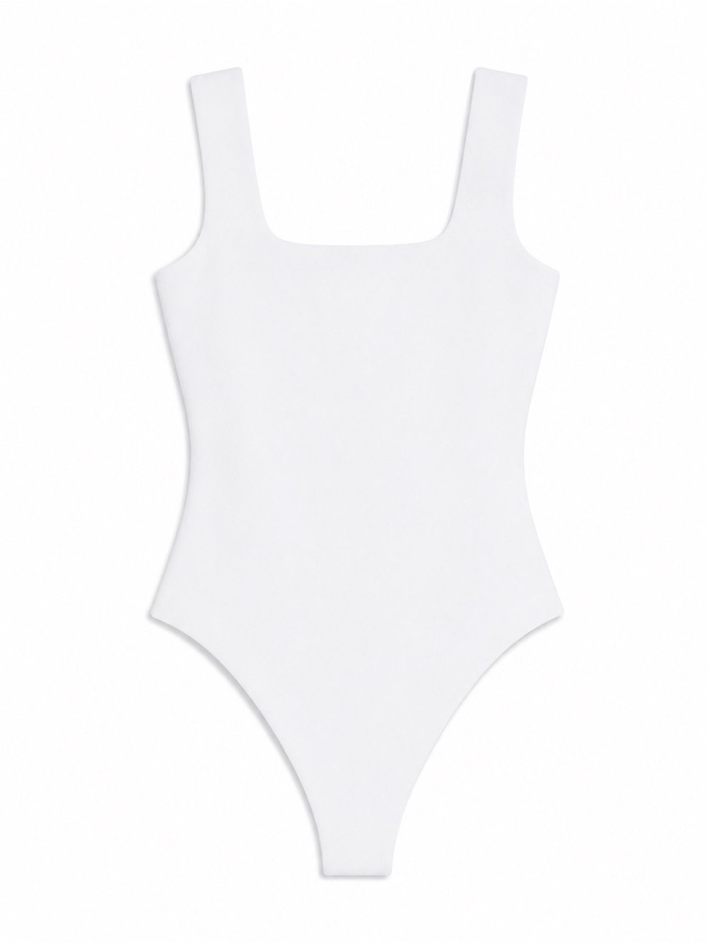 Kittenish Cecilia Square Neck Wide Strap Sleeveless Shaping Bodysuit S White